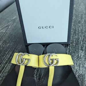 Gucci Yellow Flat Sandals
